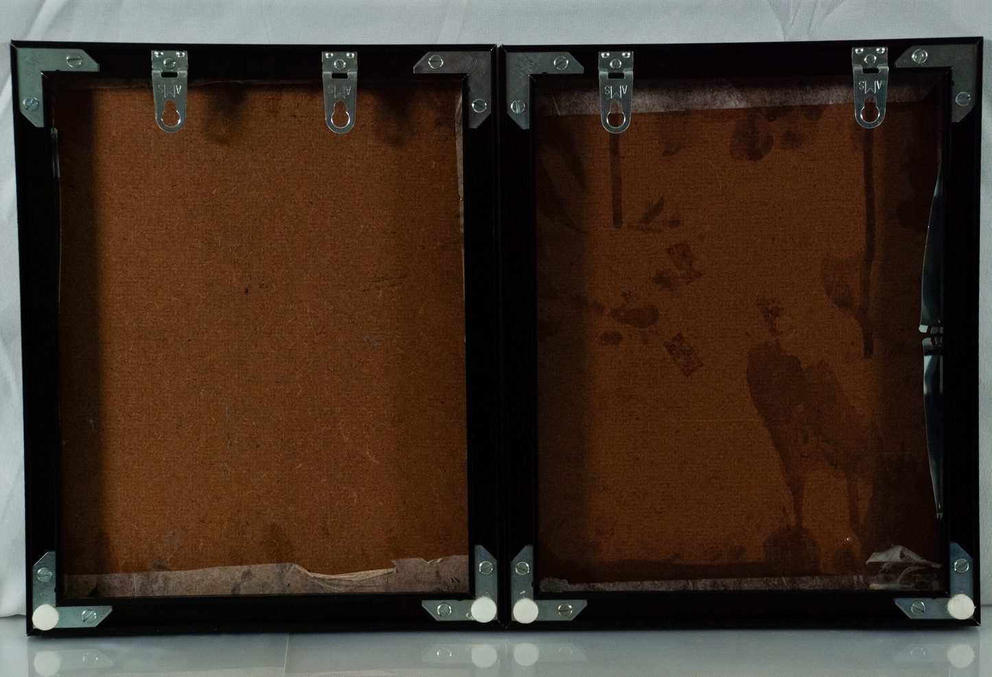 Framed Acrylic Painted Tobacco Leaves of Asian Folk Pair of 2