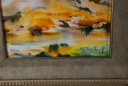 Lithograph on Paper "Untitled Landscape" by David Fu-Ji Tsang