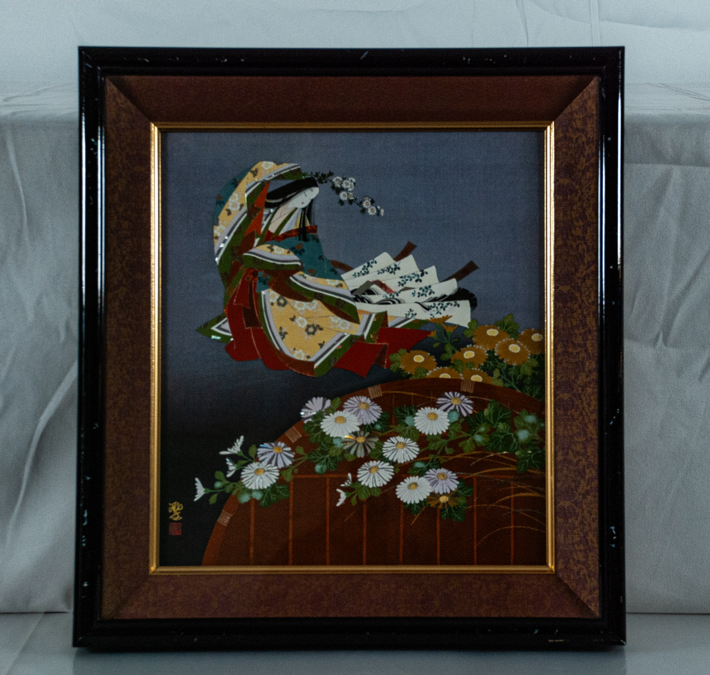 Tale of Genji Shikishi - Pair of 2